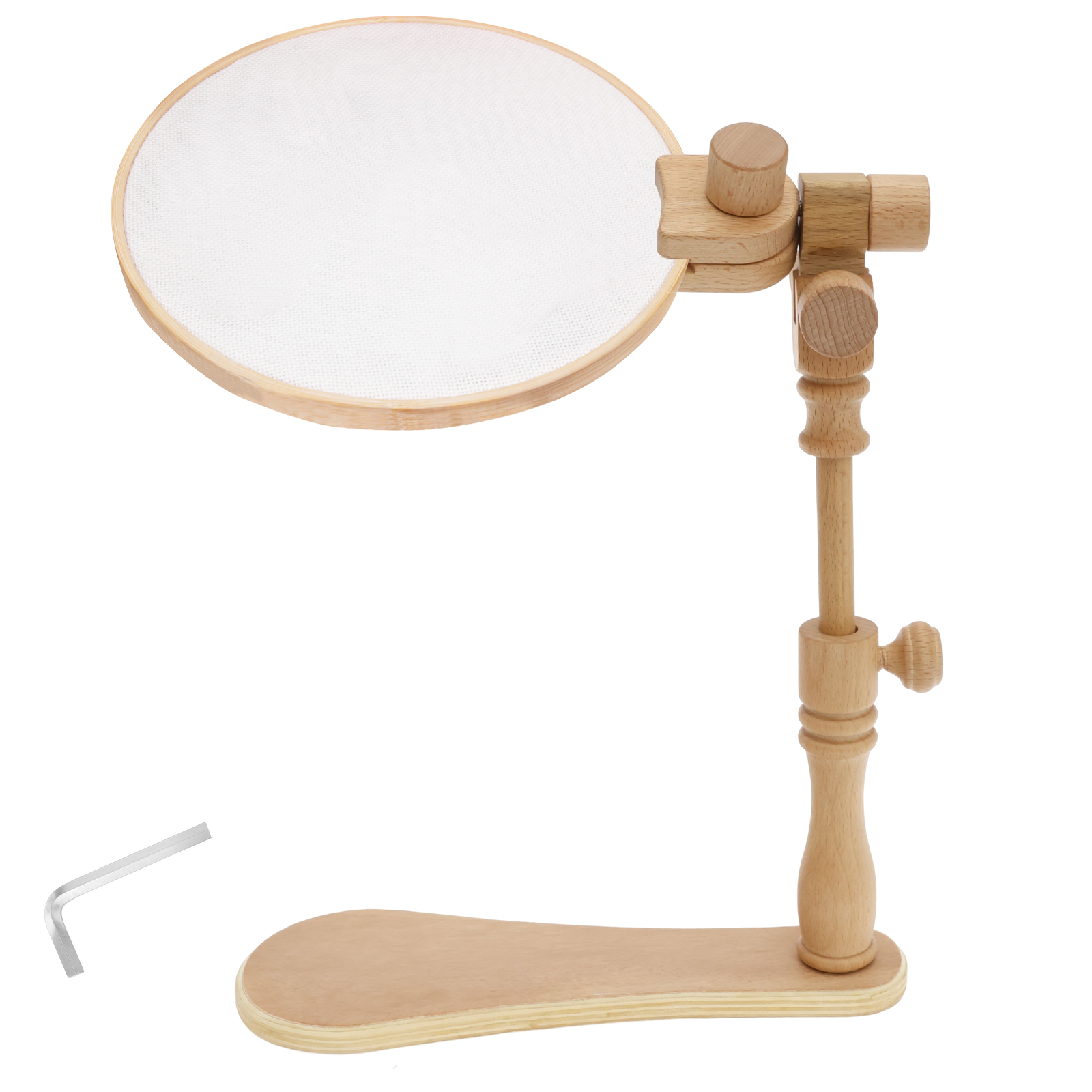 Embroidery Hoop Stand - ห่วงเย็บปักถักร้อยขาตั้งมือปรับได้ขาตั้งปักครอสติสอเนกประสงค์ผู้ถือไม้บีชผู้ถือห่วงหมุนเครื่องมือเย็บปักถักร้อย