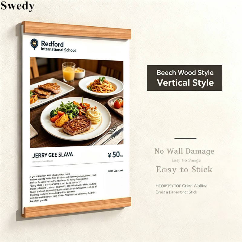 Frame Display Wood - 4 ชิ้น กรอบรูปแม่เหล็กไม้ A4 210x297 มม.