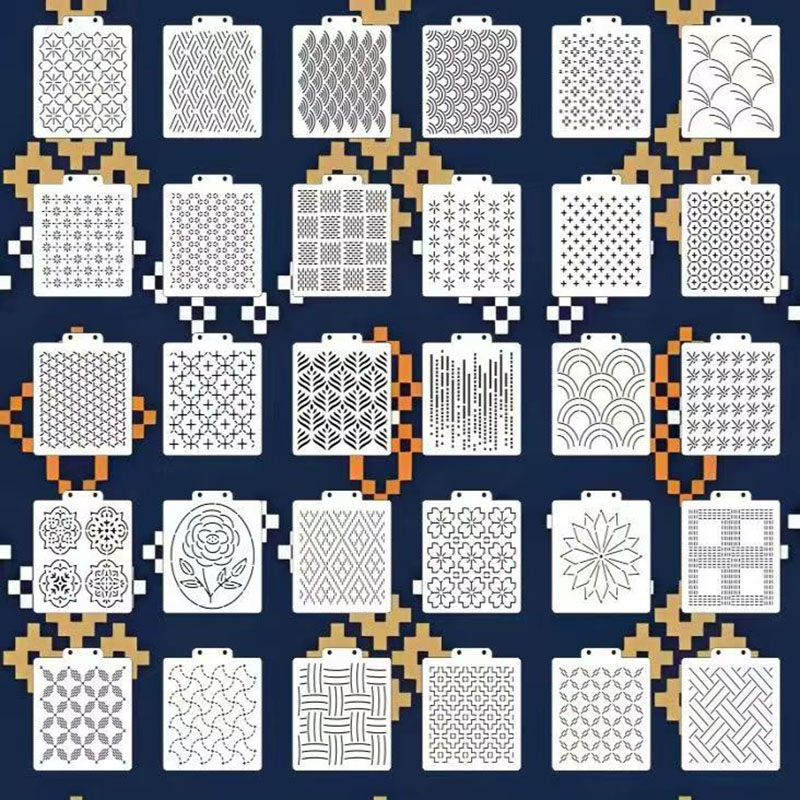 Embroidery Quilting - ชุดลายฉลุซาชิโก 30 ชิ้น, แม่แบบลายปักเรขาคณิตพลาสติก, เครื่องมือวาดภาพแบบใช้ซ้ำได้สำหรับการเย็บผ้าและงานควิลท์ 12x13