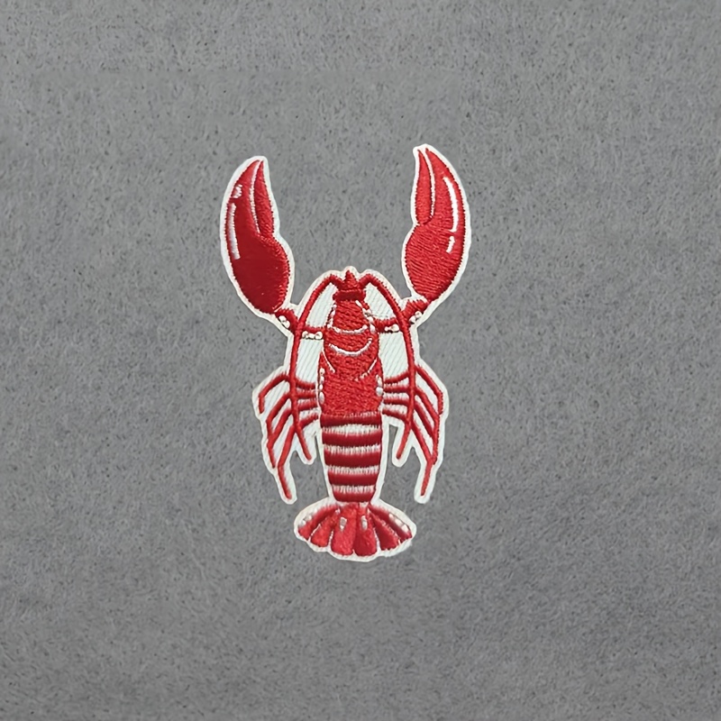 Embroidery On Shirt - แผ่นปะลายกุ้งลอบสเตอร์, แผ่นปะลายกุ้งลอบสเตอร์แบบรีดติด, แผ่นปะตกแต่ง, แผ่นปะปักสำหรับเสื้อแจ็คเก็ต, เสื้อยืด, กระเป๋า,