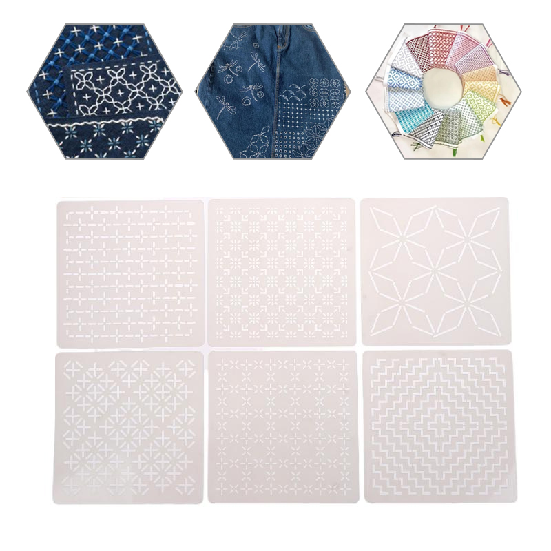 Embroidery Quilting - แม่แบบลายปักซาชิโก 9 ชิ้น/32 ชิ้น แบบใช้ซ้ำได้ ทำจากวัสดุ