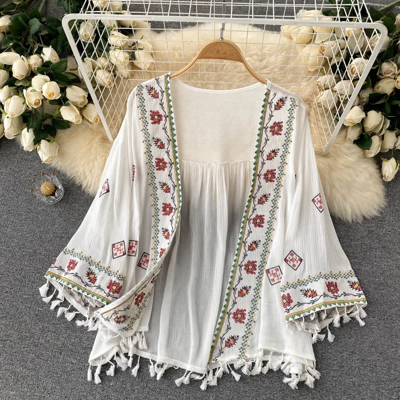 เสื้อคาร์ดิแกนผ้าชีฟองมีพู่ปัก - Embroidery On Shirt บทวิจารณ์และราคา