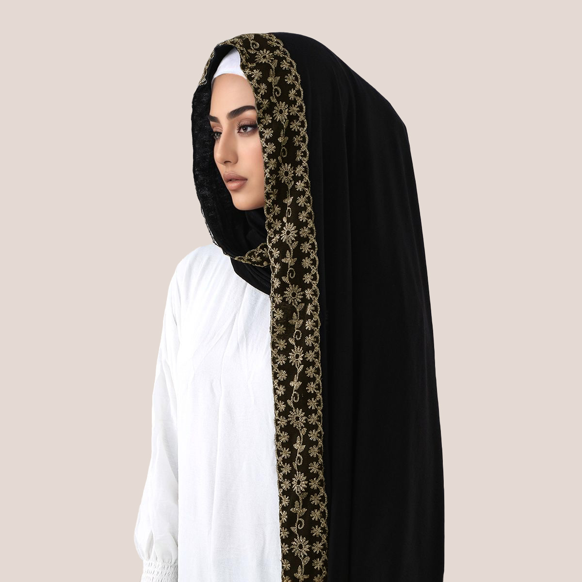 ผ้าคลุมศีรษะมุสลิมแบบยาว ผ้าฝ้ - Embroidery Jersey บทวิจารณ์และราคา