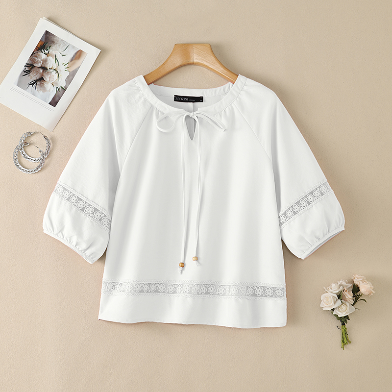 เสื้อผู้หญิง ZANZEA ลายปักดอกไ - Embroidery Jersey บทวิจารณ์และราคา