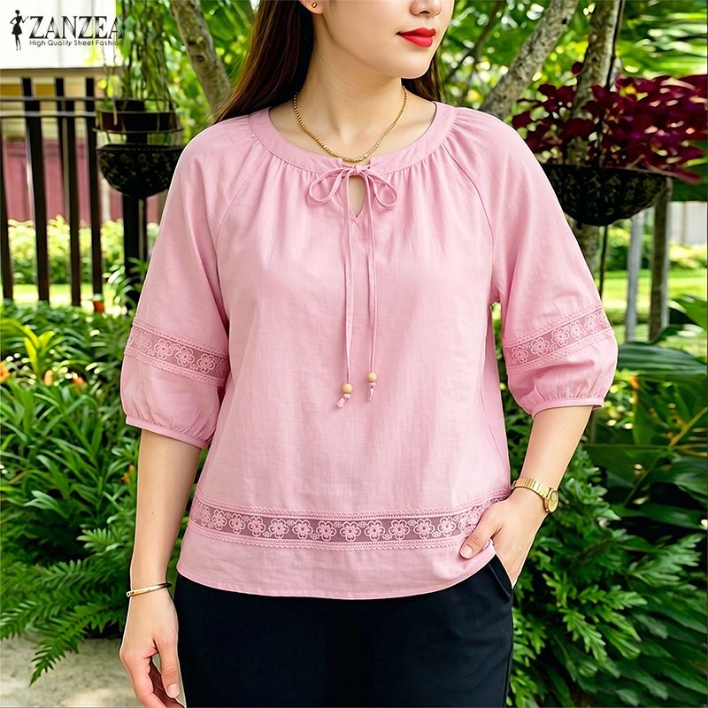 เสื้อผู้หญิง ZANZEA ลายปักดอกไ - Embroidery Jersey บทวิจารณ์และราคา