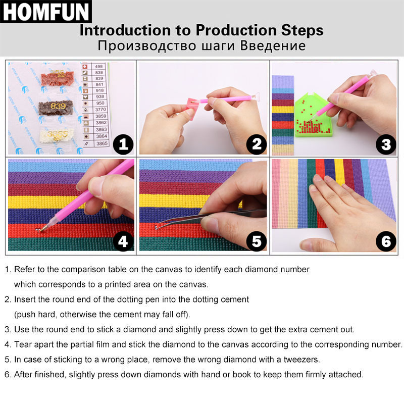 HOMFUN AB เย็บปักถักร้อยเพชรเต - Embroidery Roll Pattern บทวิจารณ์และราคา