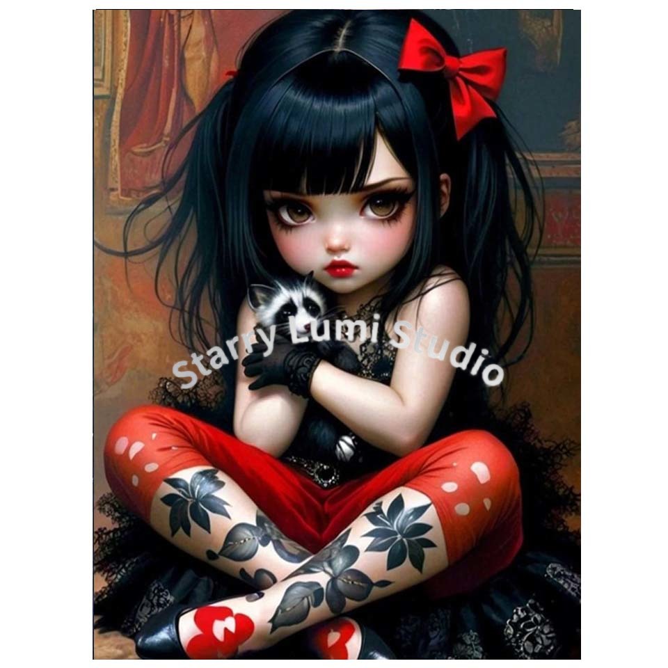 ชุดภาพวาดเพชร 5 มิติ ลายสาวโกธ - Embroidery Gothic บทวิจารณ์และราคา