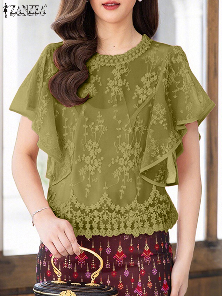 ZANZEA ผู้หญิงเย็บปักถักร้อยเส - Embroidery Jersey บทวิจารณ์และราคา