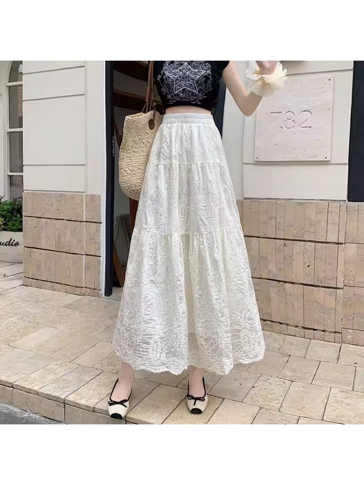 กระโปรงทรงเอเอวสูงสำหรับสาวพลั - Embroidery Effect บทวิจารณ์และราคา