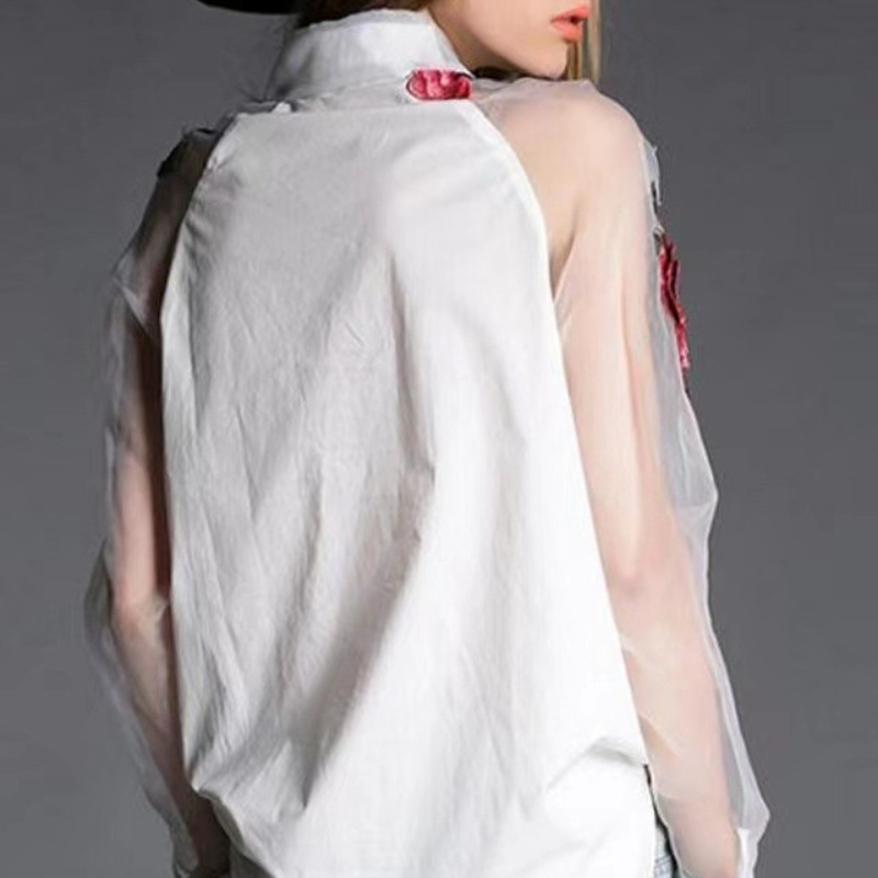 เสื้อชีฟองปักลายดอกไม้แฟชั่นผู - Embroidery Jersey บทวิจารณ์และราคา
