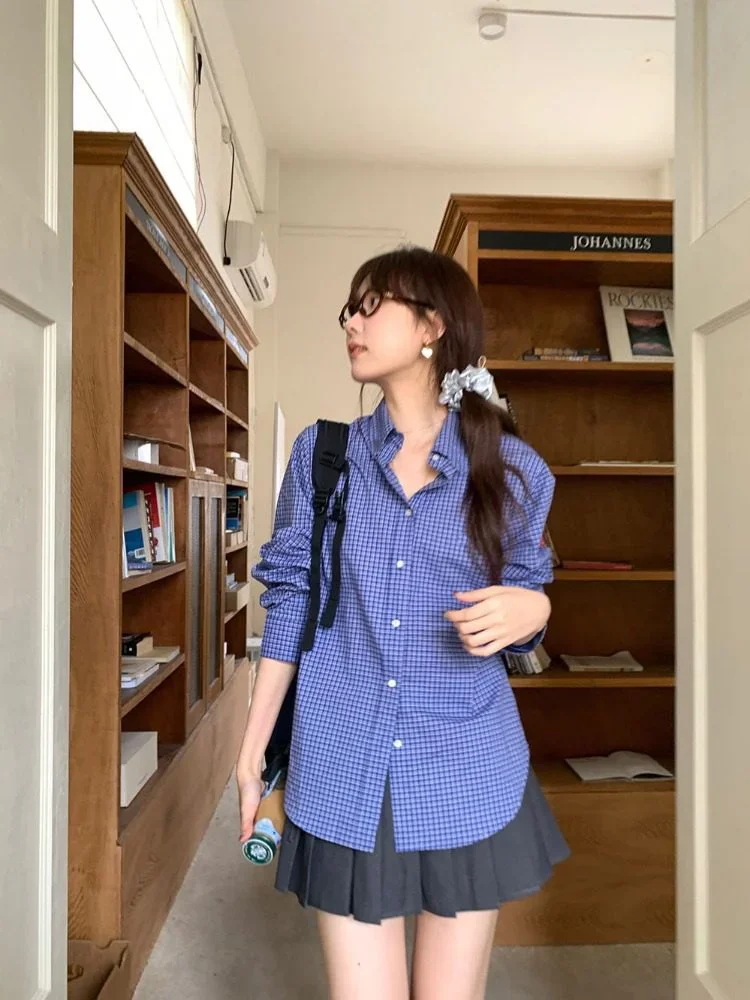 Vintage ลายสก๊อตสีฟ้าเสื้อผู้ห - Embroidery Jersey บทวิจารณ์และราคา