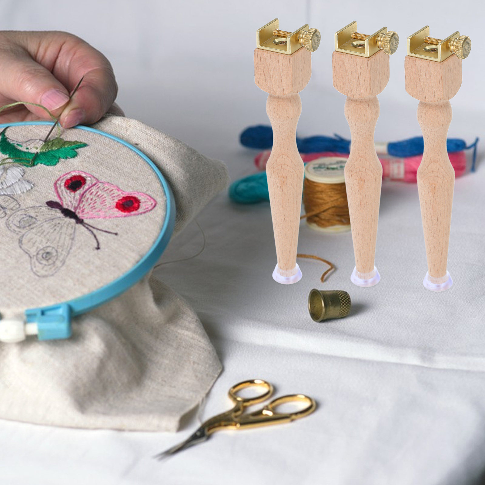 ขาตั้งไม้สำหรับเฟรมปัก 3 ชิ้น  - Embroidery Hoop Stand บทวิจารณ์และราคา