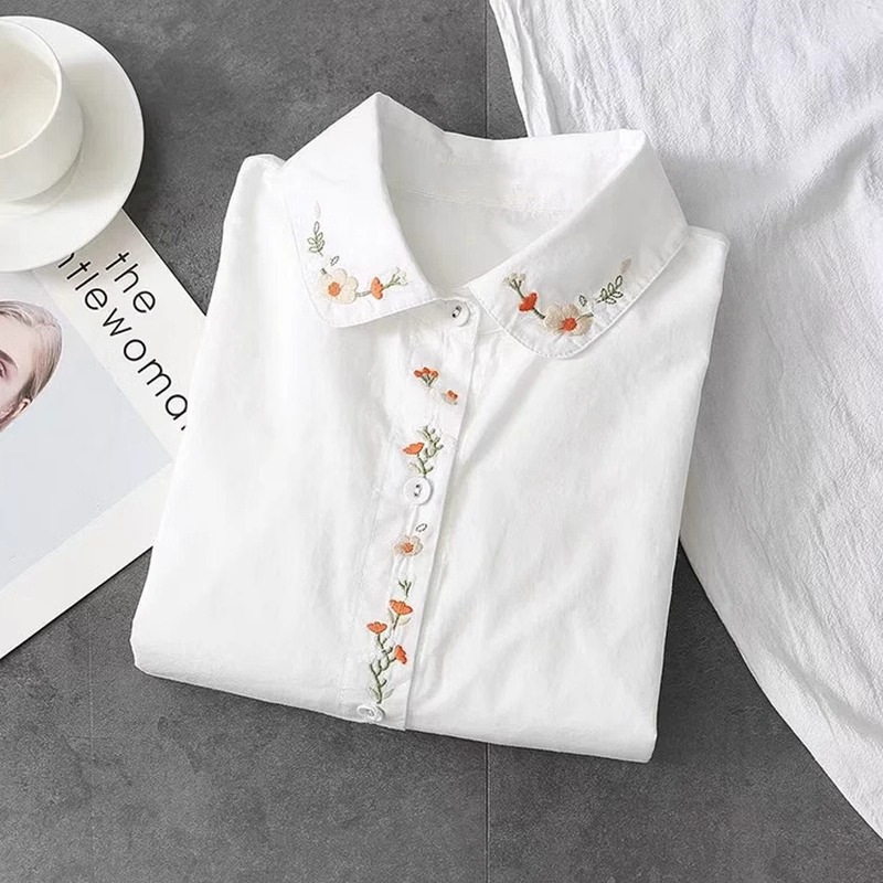 เสื้อเชิ้ตติดกระดุมปักลายดอกไม - Embroidery On Shirt บทวิจารณ์และราคา