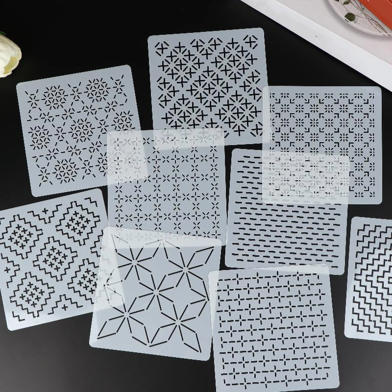 แม่แบบลายปักซาชิโก 9 ชิ้น/32 ช - Embroidery Quilting บทวิจารณ์และราคา