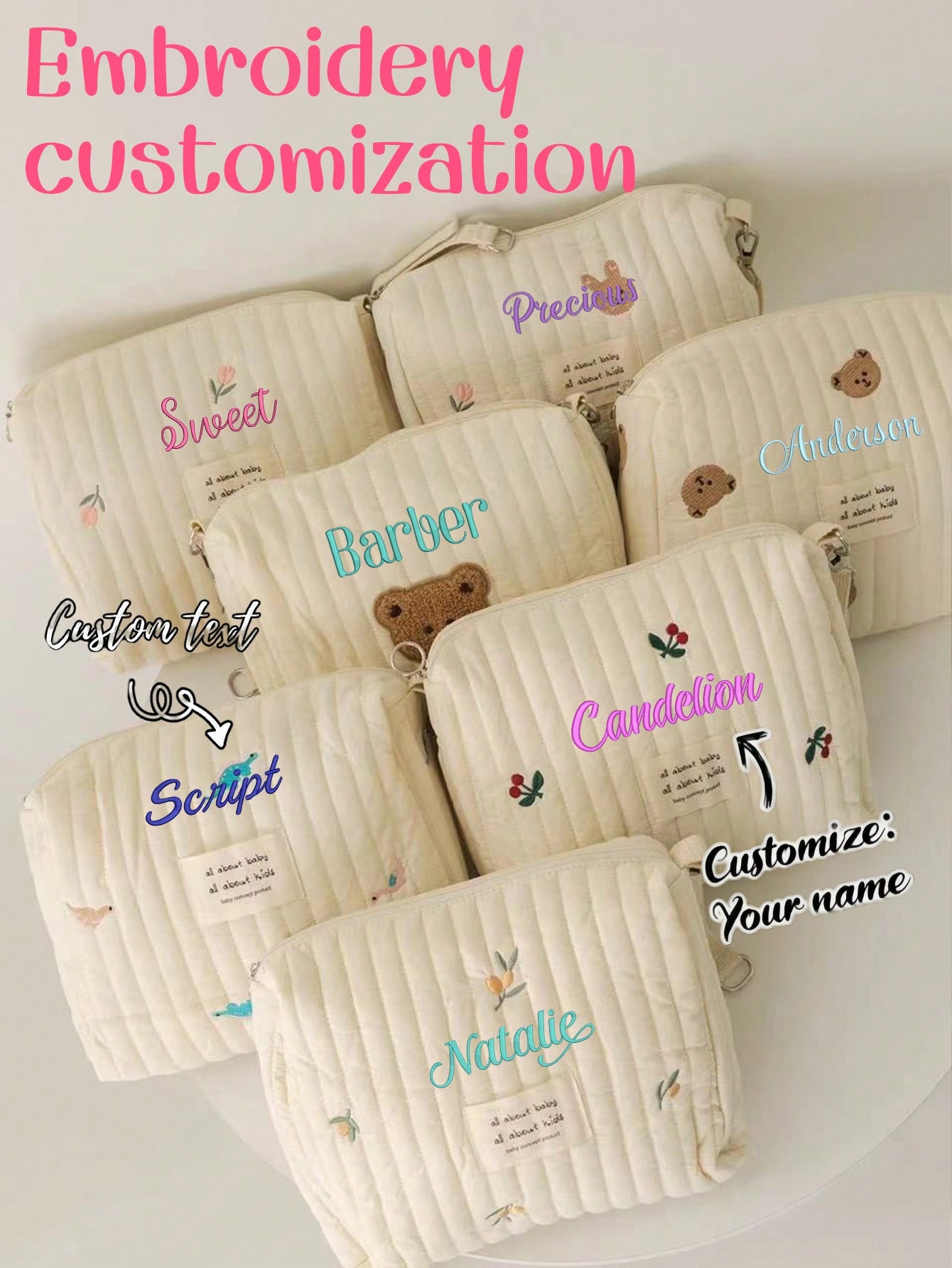 กระเป๋าผ้าอ้อมเด็กปักชื่อตามสั - Embroidery Quilting บทวิจารณ์และราคา
