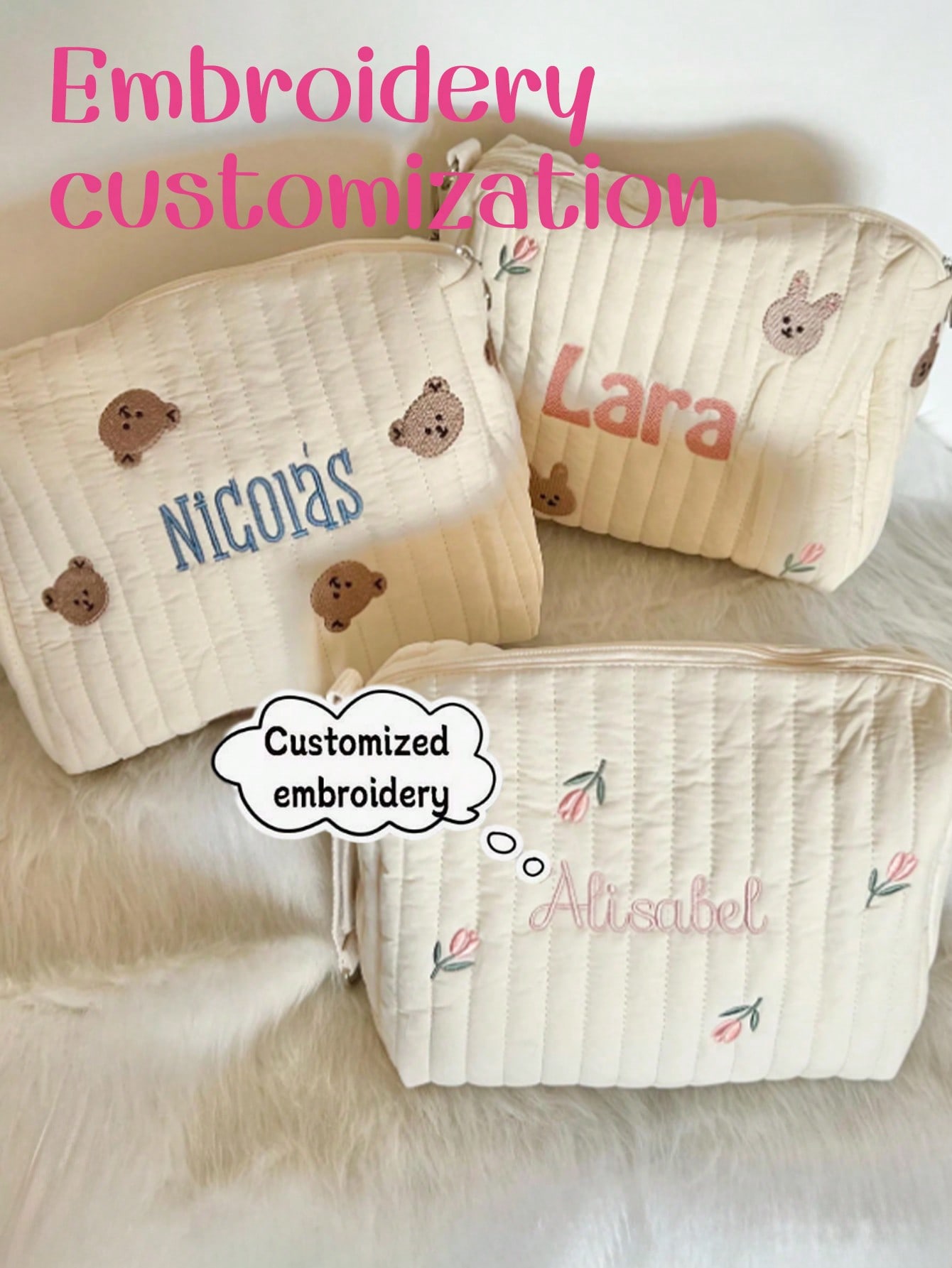 กระเป๋าผ้าอ้อมเด็กปักชื่อตามสั - Embroidery Quilting บทวิจารณ์และราคา